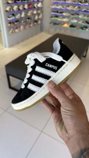 TENIS INFANTIL CAMPUS PRETO/BRANCO